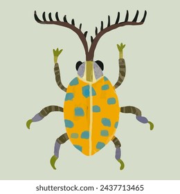 Bug, watercolor painting vector of cute insect. isolated animal illustration.