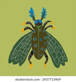 Bug, watercolor painting vector of cute insect. isolated animal illustration.