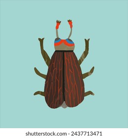 Bug. watercolor painting vector of cute insect. isolated animal illustration.