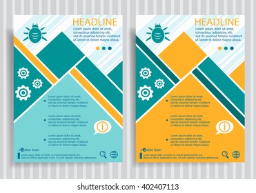 Bug web symbol on vector brochure flyer design layout template. Business modern template