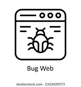 Bug Web Vector  outline Icon Design illustration. Cyber security  Symbol on White background EPS 10 File