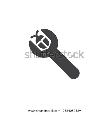 A bug with a wrench vector icon. filled flat sign for mobile concept and web design. Debugging glyph icon. Fixing code error symbol, logo illustration. Vector graphics