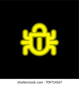 Bug yellow glowing neon ui ux icon. Glowing sign logo vector