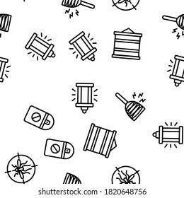 Bug Zapper Equipment Vector Seamless Pattern Thin Line Illustration