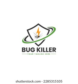 Bug Zapper Logo Template, Shield Protection, Insect Remover, Pest Killer