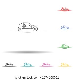 Buggies desert car multi color set icon. Simple thin line, outline vector of desert icons for ui and ux, website or mobile application