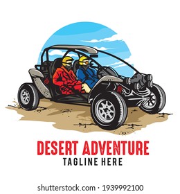 Buggy Car-Abenteuer, Vektorgrafik, perfekt für T-Shirt-Design und Buggy Shop, Tour- und Mietlogo