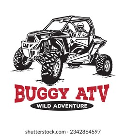 Buggy Extreme Adventure Trip Race Sport ilustración vectorial, bueno para equipo y logo del club de carreras también diseño de camisetas