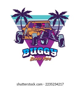 Buggy Extreme Sport vector illustration in retro pop color vintage style, good for tshirt design, team and racing club logo 