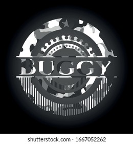 Emblema de camuflaje gris oscuro. Ilustración vectorial.