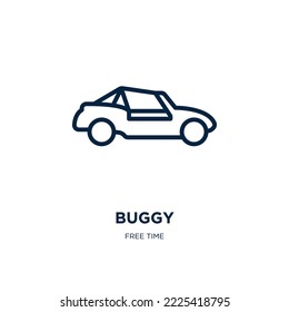 buggy icon from free time collection. Thin linear buggy, carriage, baby outline icon isolated on white background. Line vector buggy sign, symbol for web and mobile