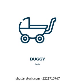 Buggy icon. Linear vector illustration from baby collection. Outline buggy icon vector. Thin line symbol for use on web and mobile apps, logo, print media.
