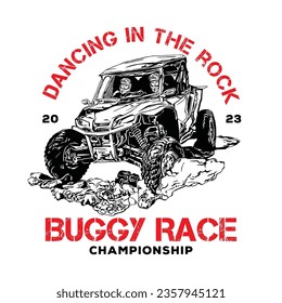 Logotipo de ilustración vectorial de aventura Buggy y UTV, perfecto para recorridos y eventos de carreras, así como diseño de camisetas