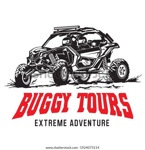 Buggy and\
UTV racing adventure vector illustration logo, perfect for tours\
and racing event logo also tshirt\
design