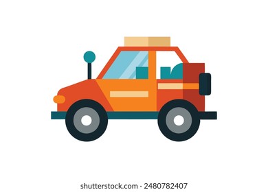 Buggy vehicle with luggage on top,  illustration vector image