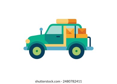 Buggy vehicle with luggage on top,  illustration vector image