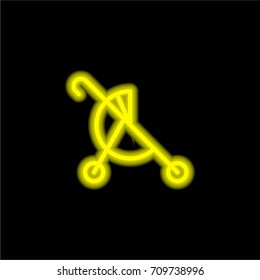 Buggy yellow glowing neon ui ux icon. Glowing sign logo vector