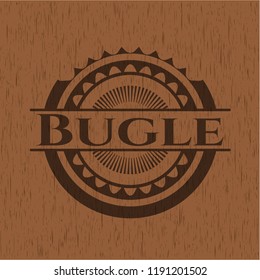 Bugle badge with wood background