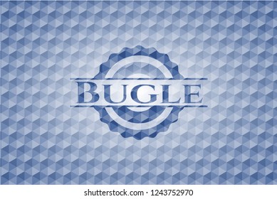 Bugle blue polygonal badge.