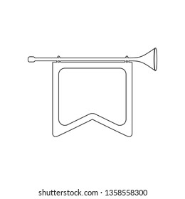 bugle with flag icon. Element of zoo for mobile concept and web apps icon. Outline, thin line icon for website design and development, app development