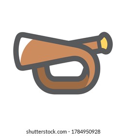 Bugle. Scout Trumpet Vector icon Cartoon illustration.