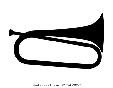 Silueta de bugle, vector de instrumentos musicales de latón de cuerno