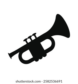 Bugle Silhouette, Horn Brass musical instrument Vector illustration.