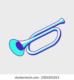 Bugle trumpet isometric vector icon illustration