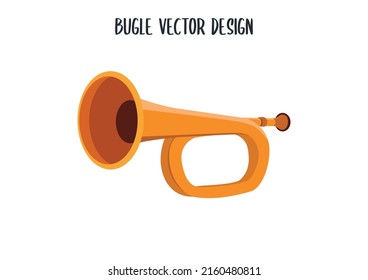 Bugle vector design. Bugle flat style vector illustration isolated on white background. Yellow bugle, trumpet. Bugle clipart