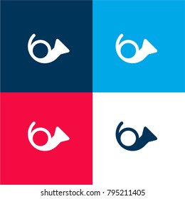 Bugles four color material and minimal icon logo set in red and blue