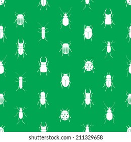 bugs and beetles simple seamless green pattern eps10