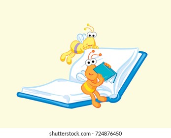 bugs cartoon playing with books 