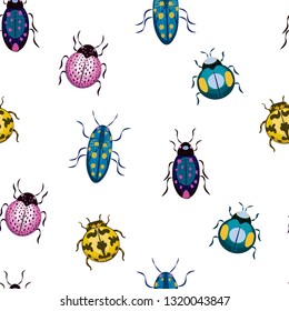 bugs colorful seamless vector pattern. Good for textile