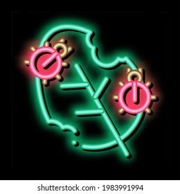 Bugs Eat Leaf neon light sign vector. Glowing bright icon Bugs Eat Leaf isometric sign. transparent symbol illustration