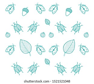 Bugs forest leaves. Vector flat illustration