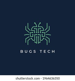 Bugs formed by abstract technology lines logo icon sign symbol design concept. Vector illustration