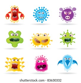 Bugs, germs and virus icons - vector illustration