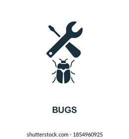 Icono de errores. Signo de elemento creativo de la colección de desarrollo de sitios web. Icono de Bugs monocromos para plantillas, infografías y más.