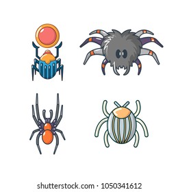 Bugs icon set. Cartoon set of bugs vector icons for web design isolated on white background