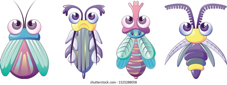 
Bugs  icon set. Cartoon set of bugs vector icons for web design isolated on white background