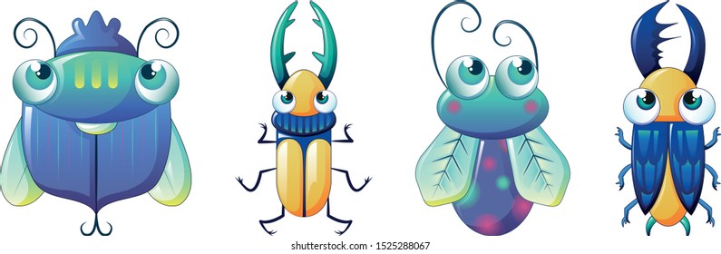 
Bugs  icon set. Cartoon set of bugs vector icons for web design isolated on white background