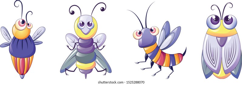 
Bugs  icon set. Cartoon set of bugs vector icons for web design isolated on white background