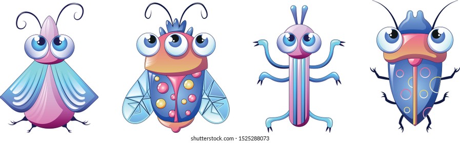 
Bugs  icon set. Cartoon set of bugs vector icons for web design isolated on white background