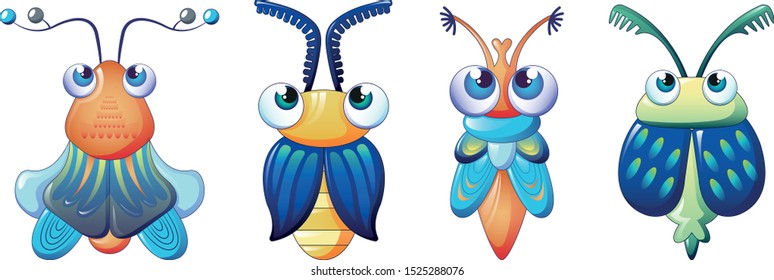 
Bugs  icon set. Cartoon set of bugs vector icons for web design isolated on white background