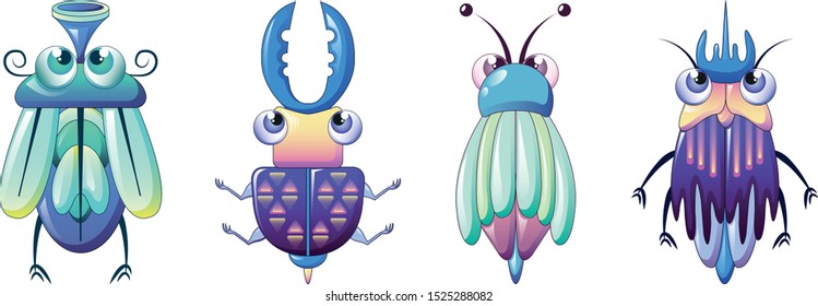 
Bugs  icon set. Cartoon set of bugs vector icons for web design isolated on white background