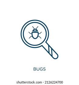 bugs icon. Thin linear bugs outline icon isolated on white background. Line vector bugs sign, symbol for web and mobile