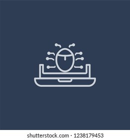 Bugs icon. Trendy flat vector line Bugs icon on dark blue background from Technology collection. 