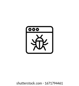 Bugs icon vector in linear, outline icon isolated on white background