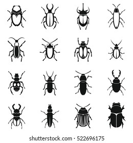 Bugs icons set. Simple illustration of 16 bugs vector icons for web