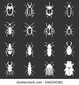 Bugs icons set vector white isolated on grey background 